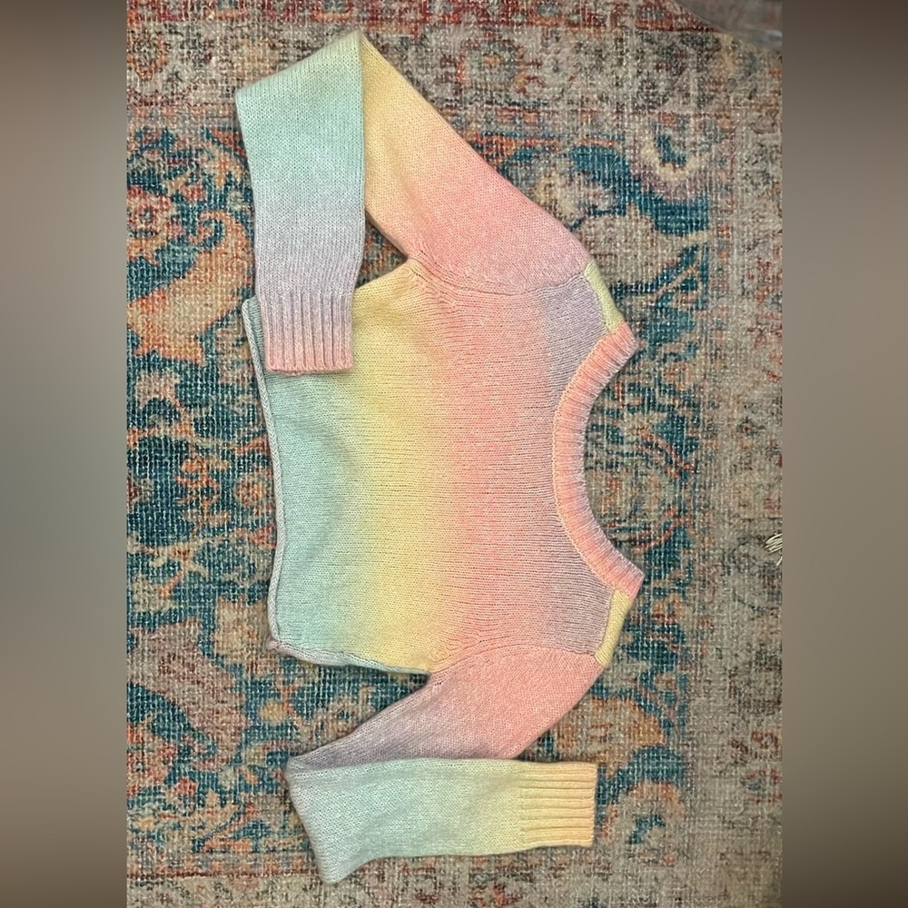 Aeropostale Rainbow Cropped Reversible Sweater